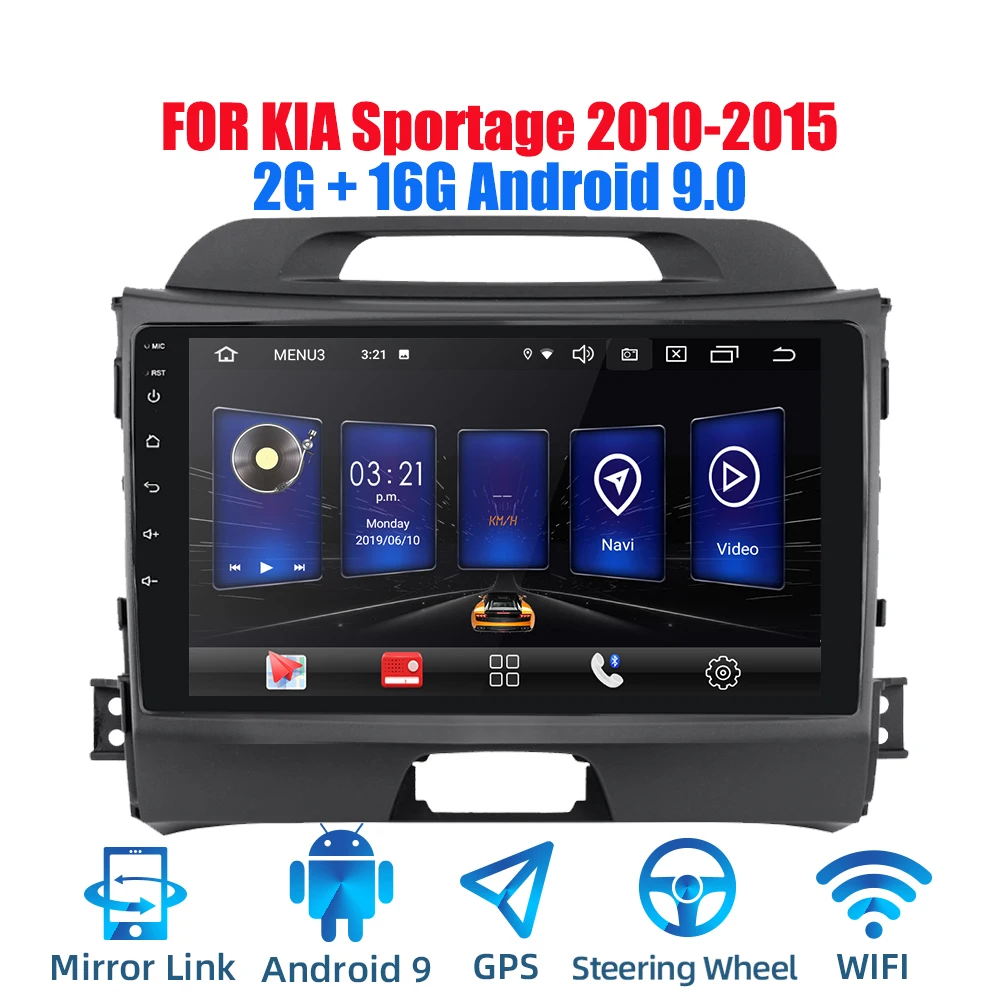 2din Android 9,0 Ouad Core PX6 Автомагнитола стерео для KIA Sportage 2010- gps Navi Аудио Видео плеер Wifi BT HDMI DAB+ RDS