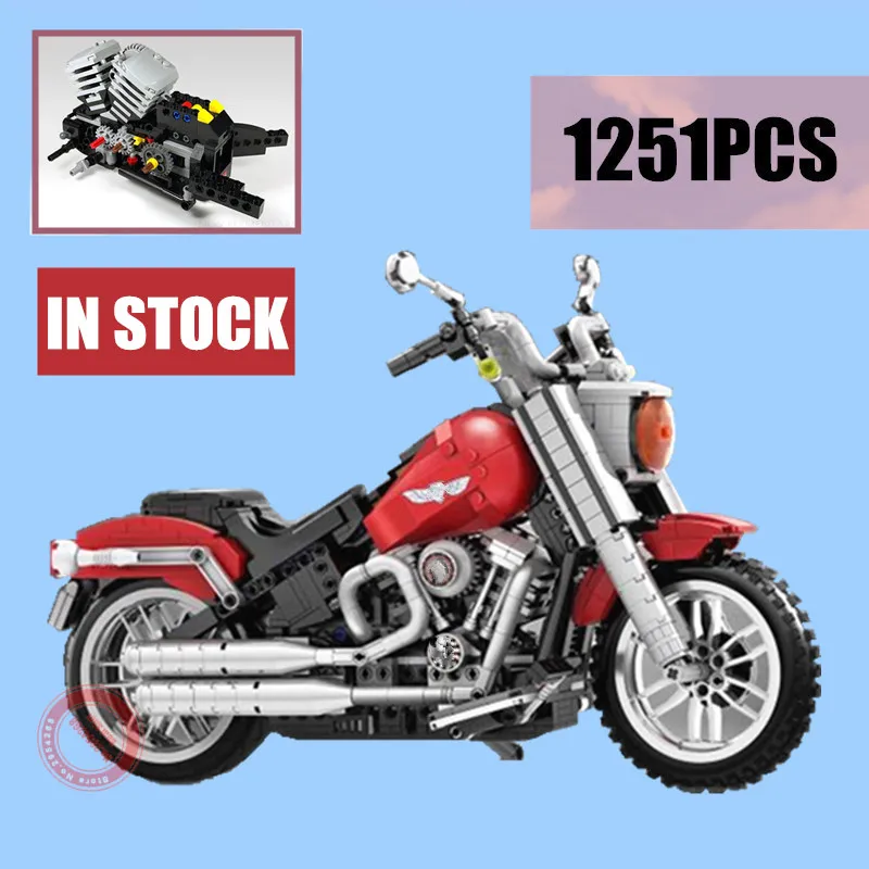 

New 1251PCS FAT Motorcycle Vehicle Car Boy Toys Fit Legoings Technic Set 10269 Building Blocks Bricks DIY Kid Birthday