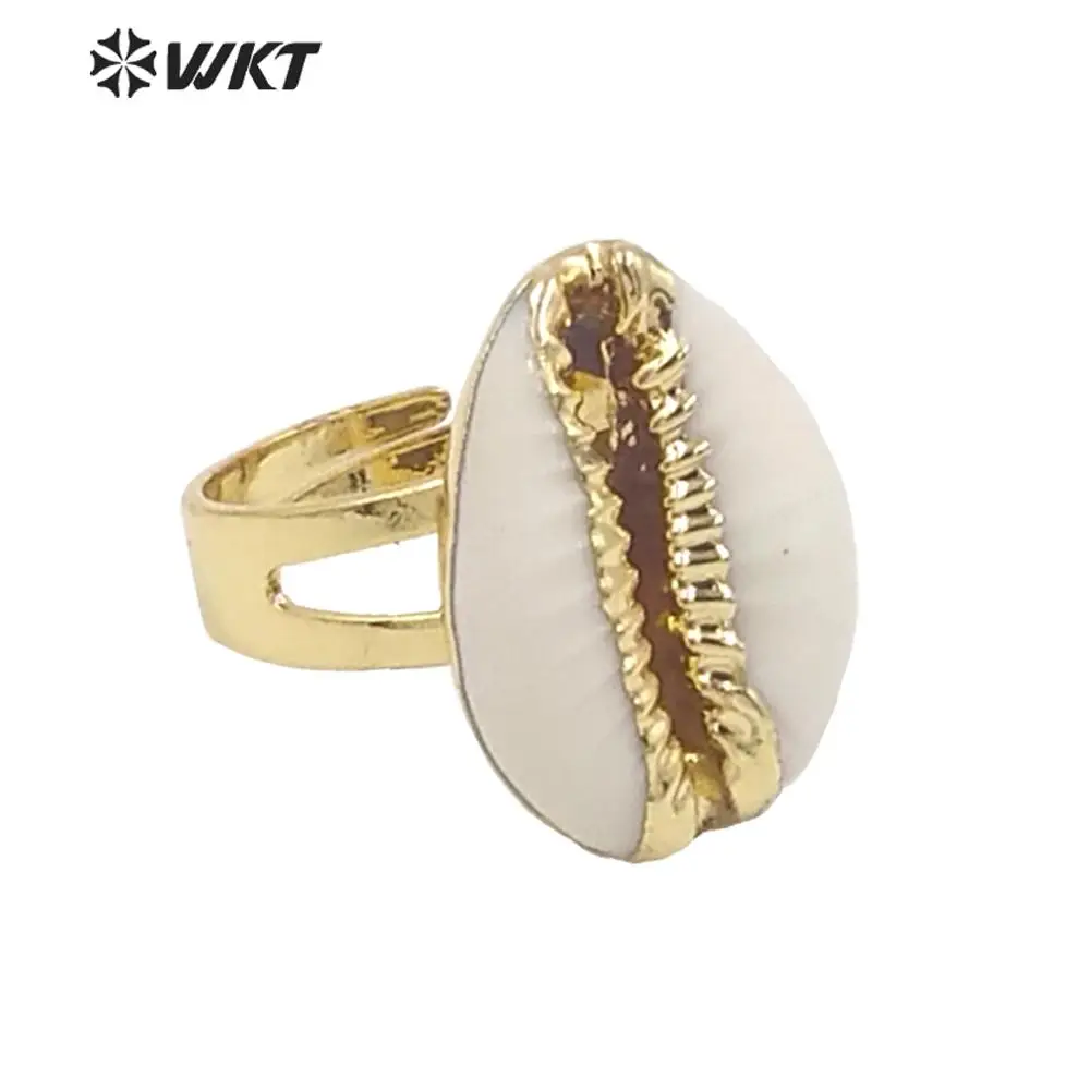 WT-R249 новые модные кольца Cowrie золотые ювелирные изделия натуральные ракушки с 24k