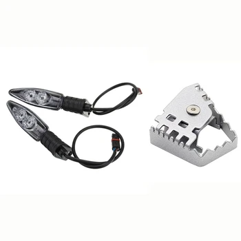 

1 Pcs Motorcycle LED Front and Rear Turn Signal Indicator & 1 Pcs Motorcycle Rear Foot Pegs Brake Lever Pedal