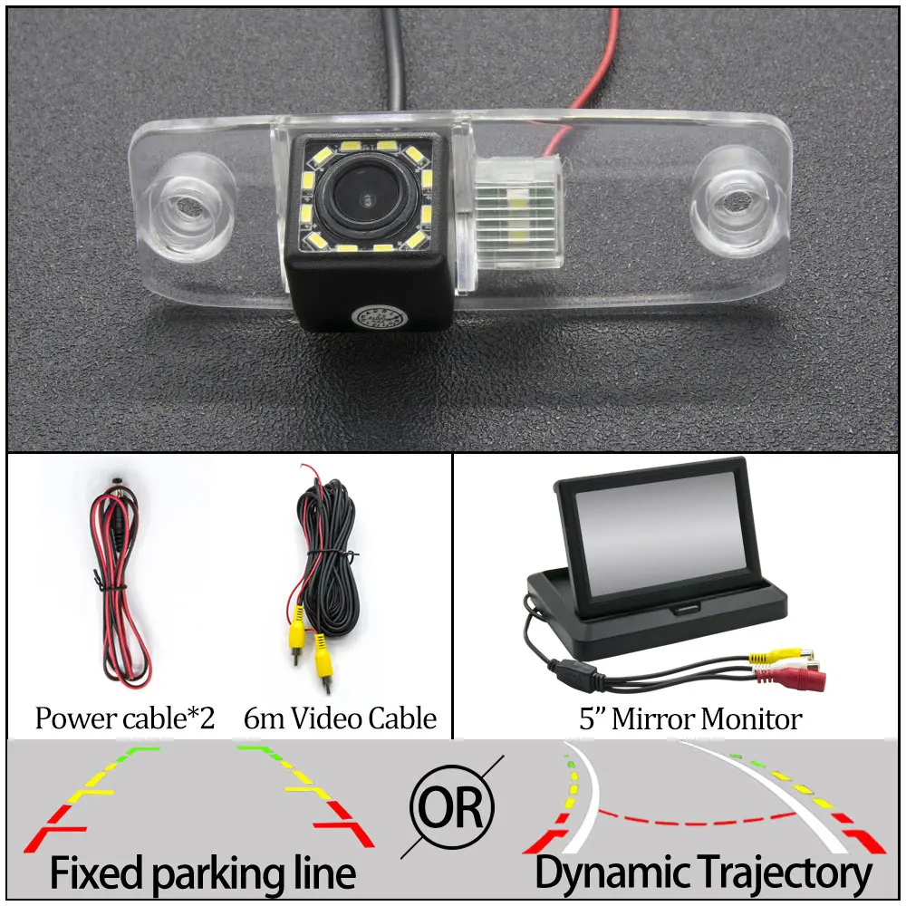 Фиксированная или динамическая траектория Автомобильная камера заднего вида для KIA Ceed Carens/Rondo Mohave Borrego Автомобильная резервная принадлежности для парковки - Название цвета: 12LED 5 in Foldable
