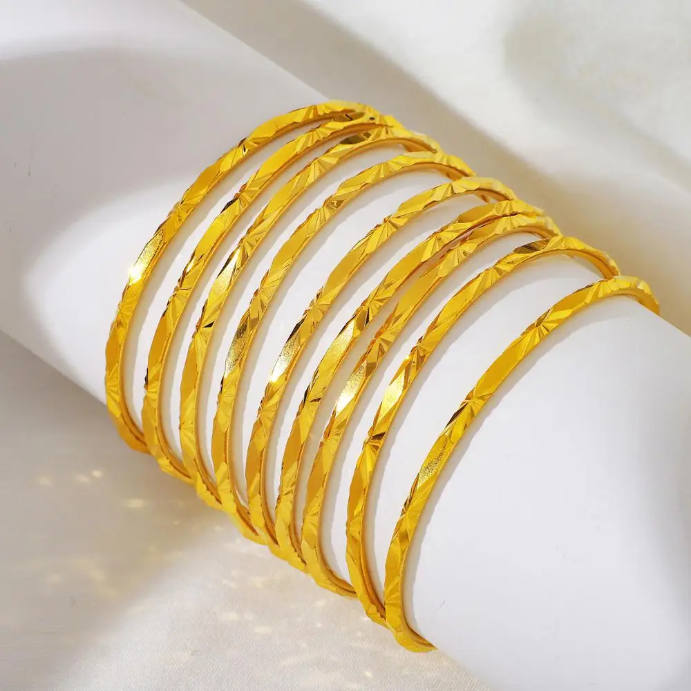 Women Bangles Jewelry Sets 9PCS Gold Color Arab African Bridal Party bangle bracelet