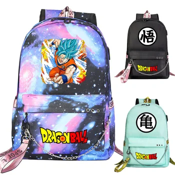 

New Men Bagpack Packsack Bookbag Cartoon Dragonball Prints Boys Girls Kids School bag Women USB Chain Backpack Canvas