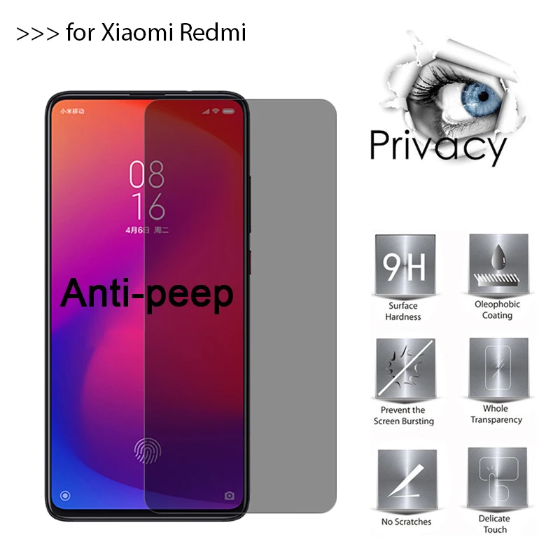 Защита экрана для Xiaomi Mi 9 SE 9T Pro A1 A2 анти-шпионское волшебное закаленное стекло 9H 6 8
