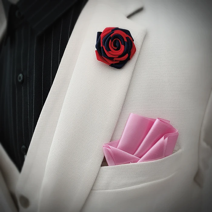 Flower Brooches Мужской женский нагрудный галстук на булавке брошь Карманный квадратный носовой платок Свадебный костюм вечерние пальто куртка платок броши в форме цветка розы корсаж - Цвет: Flower Brooches