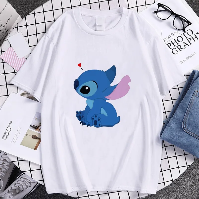 Из мультфильма Лило Стич Женская футболка большого Размеры Kawaii одежда с более d