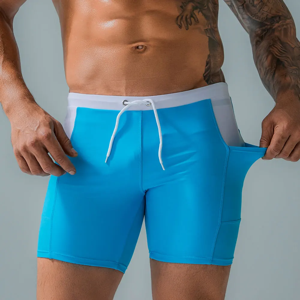 Trunk Swimwear Swim Pants Solid Stretch Outdoors Casual Bathing-Pants Brand Beach Professional swimming trunks Man Swimsuit
