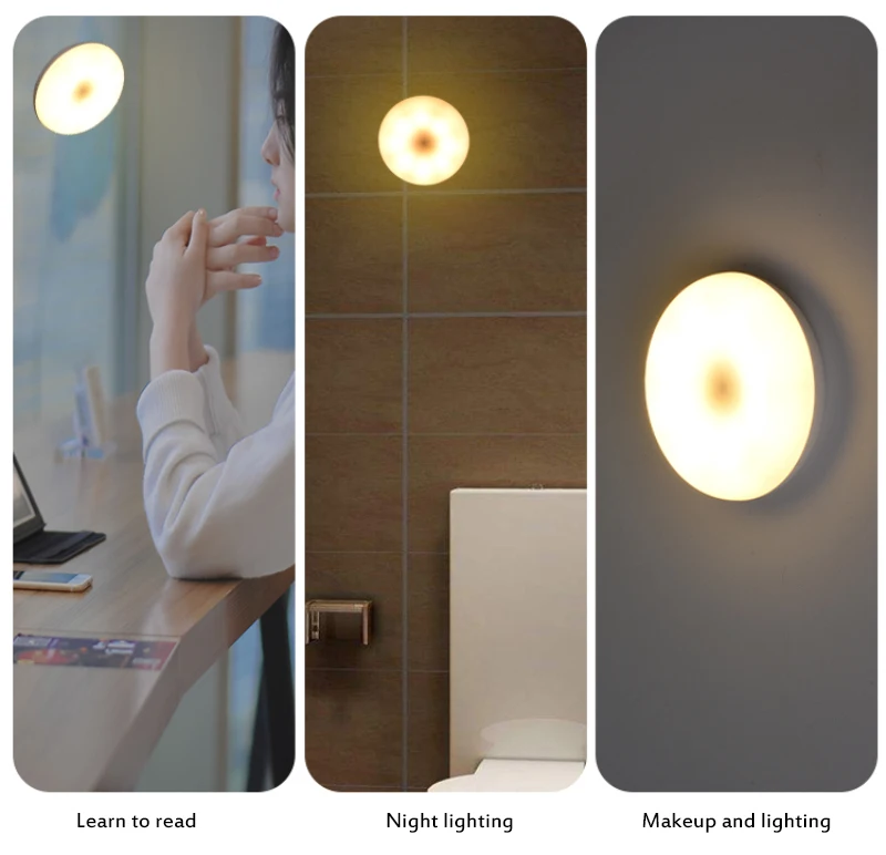 bathroom night light Indoor Corridor Lamp Bedroom Wardrobe Rechargeable Dimming LED Round Circle Touch Night Light Flashlight Magnetic Base nursery night light