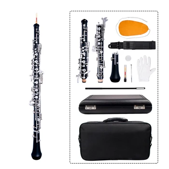 

NAOMI Professional Oboe C Key Semi-Automatic Style Nickel-Plated Keys Woodwind Instrument with Oboe Reed Gloves Leather Case