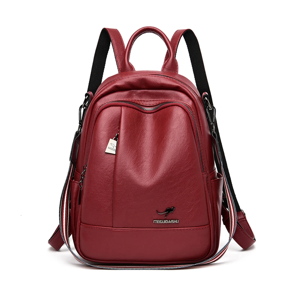 Винтажный мягкий кожаный женский рюкзак в английском стиле, школьный рюкзак для девушек, школьные сумки для подростков, женский рюкзак для путешествий, черный цвет - Цвет: Wine red