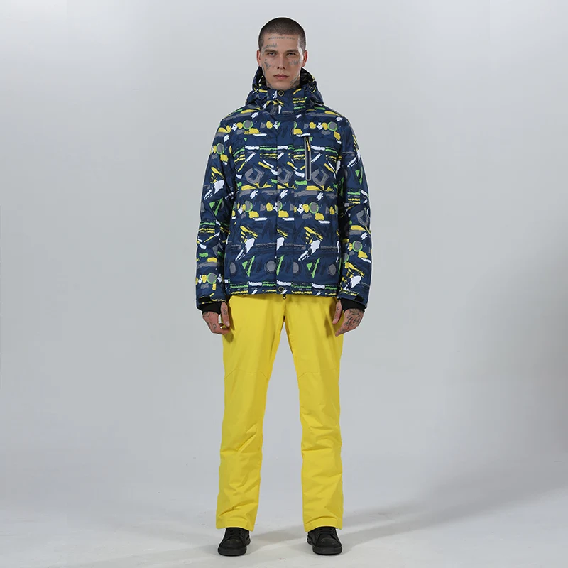 suit 2 Зимний спортивный костюм мужской лыжный зимний костюм куртка для сноуборда лыжные брюки, одежда для лыж Лыжный жилет homme теплый-30 градусов - Цвет: suit 2