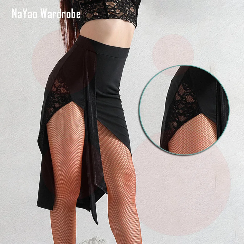 Lace Patchwork irregular Latin Dance Dress Women Latin Dance Skirt Ballroom Tango Chacha Belly Dancing Performamnce L2127 dance dress dance skirt