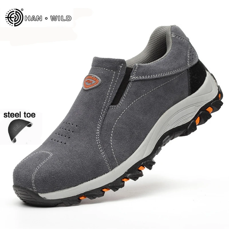 Zapatos de trabajo de seguridad para hombre, botas informales transpirables sin cordones, a prueba de perforaciones, con punta de acero|Botas de seguridad y de trabajo| AliExpress