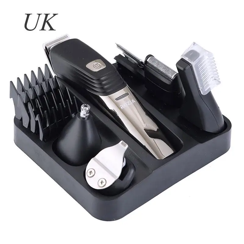 Uk Plug 17 шт. многофункциональная перезаряжаемая электрическая машинка для стрижки волос триммер для носа бороды - Цвет: Uk Plug