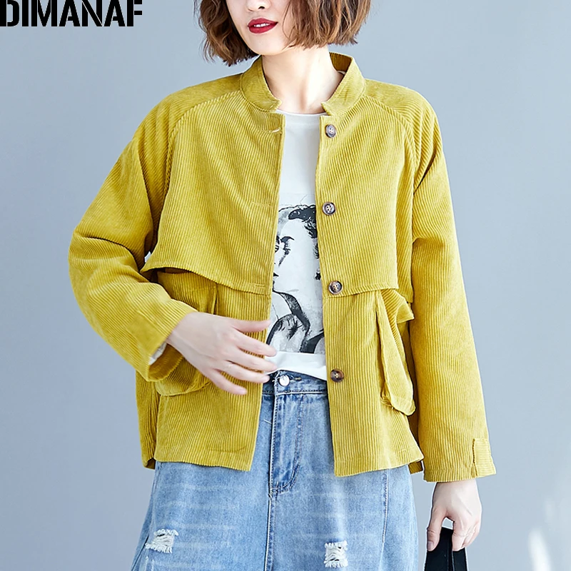 Best  DIMANAF Women Bomber Jacket Coat Big Size Corduroy Thick 2019 Autumn Winter Vintage Female Outerwea