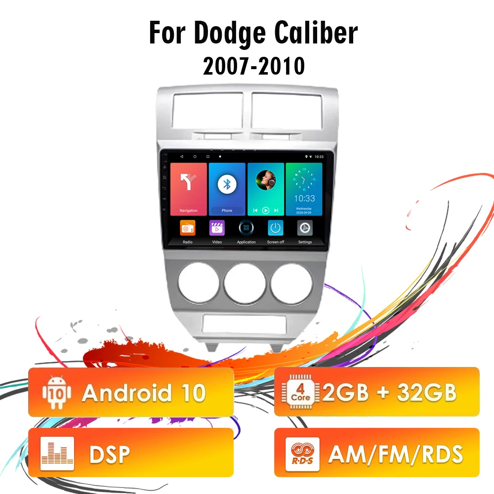 Eastereggs For Dodge Caliber 2007-2010 2.5D 10.1 Inch Android 10 AM/FM RDS DSP Car Multimedia Player Audio FM BT GPS Navigation |