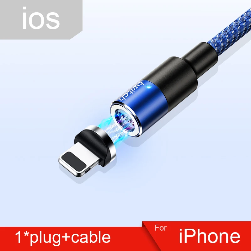 Twitch магнитное зарядное устройство Micro USB кабель для iPhone 11 Pro Max провод для быстрой зарядки usb type C type-C магнит кабели для мобильных телефонов - Цвет: Blue IOS Cable