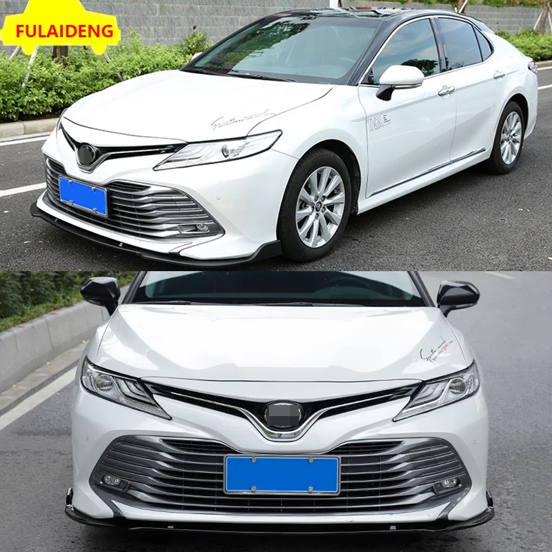 3 шт. для Toyota Camry XLE V6, XLE, LE, L- углеродное волокно ABS глянцевый черный Автомобильный передний бампер Накладка для губ отделка автомобиля Стайлинг