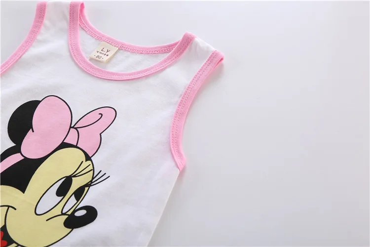 Children's Suit 2-piece Set Baby Boy Summer New Style Minnie Cartoon Pattern Baby Boy Vest T-shirt + Pants Girl Letter Printing baby outfit matching set