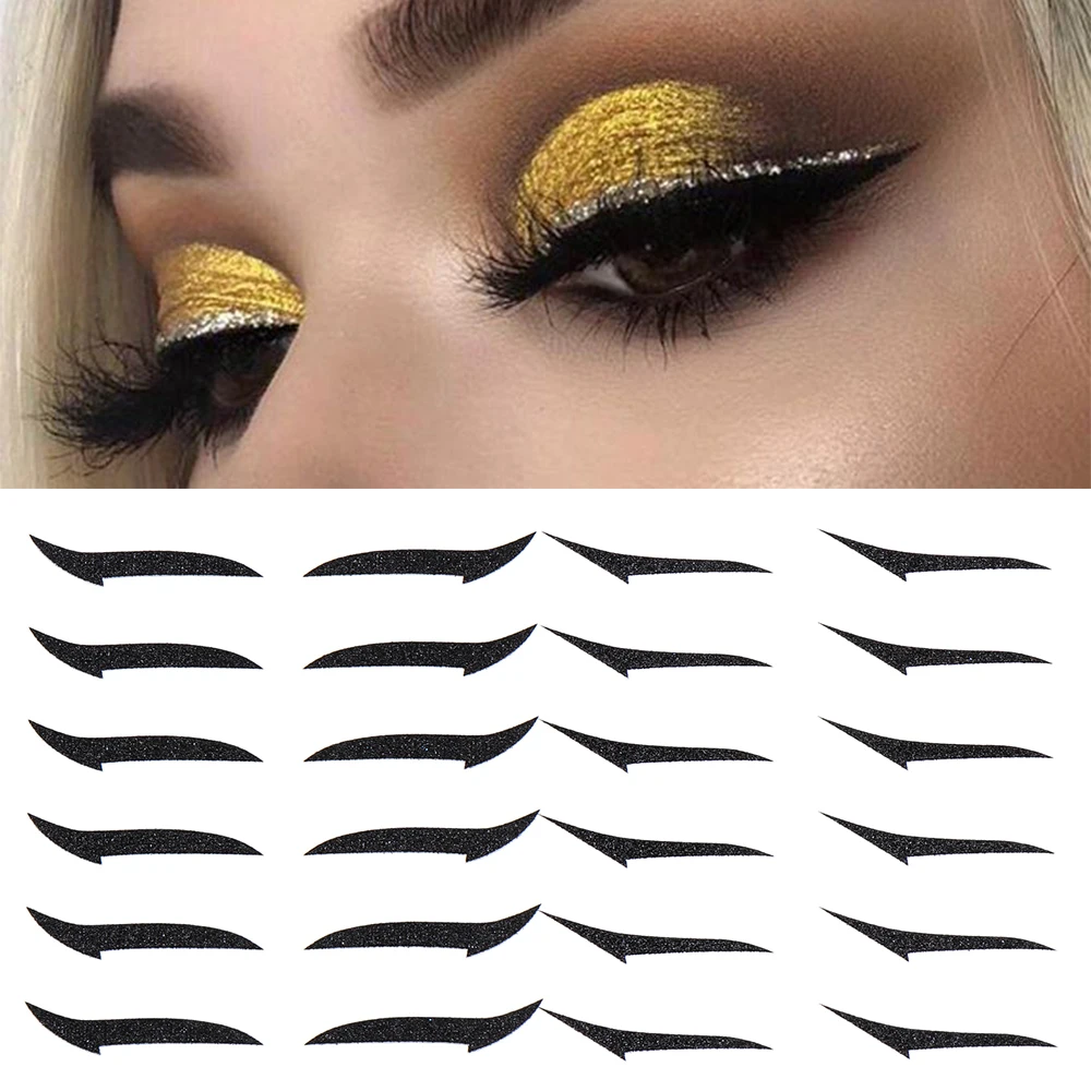 6pairs Eyeliner Stickers Selfadhesive Reusable Longlasting Glitter