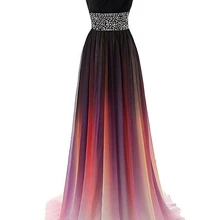Сексуальные градиентные шифоновые Выпускные платья Длинные вечерние платья с бусинами Большие размеры Омбре вечерние платья Vestido De Formatura BM04