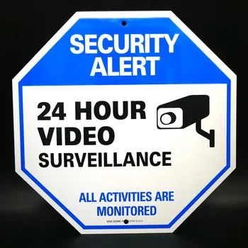 

100pcs Aluminium Reflective Surveillance Signs 24 Hour Video Surveillance Area Warning Signs Security Reflective Alert