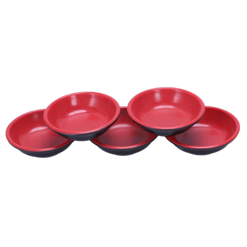Household Plastic Round Sauce Soy Dipping Dish Bowl Red Black 7cm Dia 5 Pcs | Дом и сад