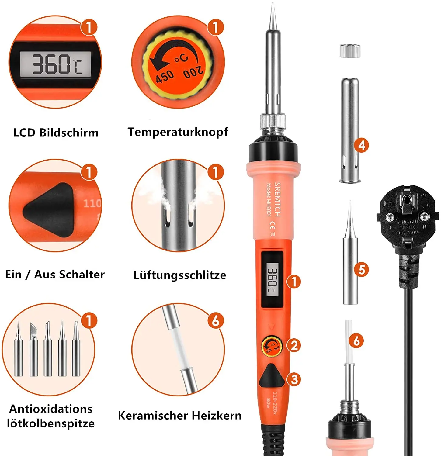 Auto Soldering Gun Kit 110V 80W with Welding Desoldering Pump Tin Wire/&2 Tweezes