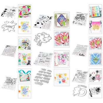 

2020 New Hot Clear Valentine Flowers Sentiment Stamps and Words Metal Cutting Dies Sets For Scrapbooking Craft Foil Card Making