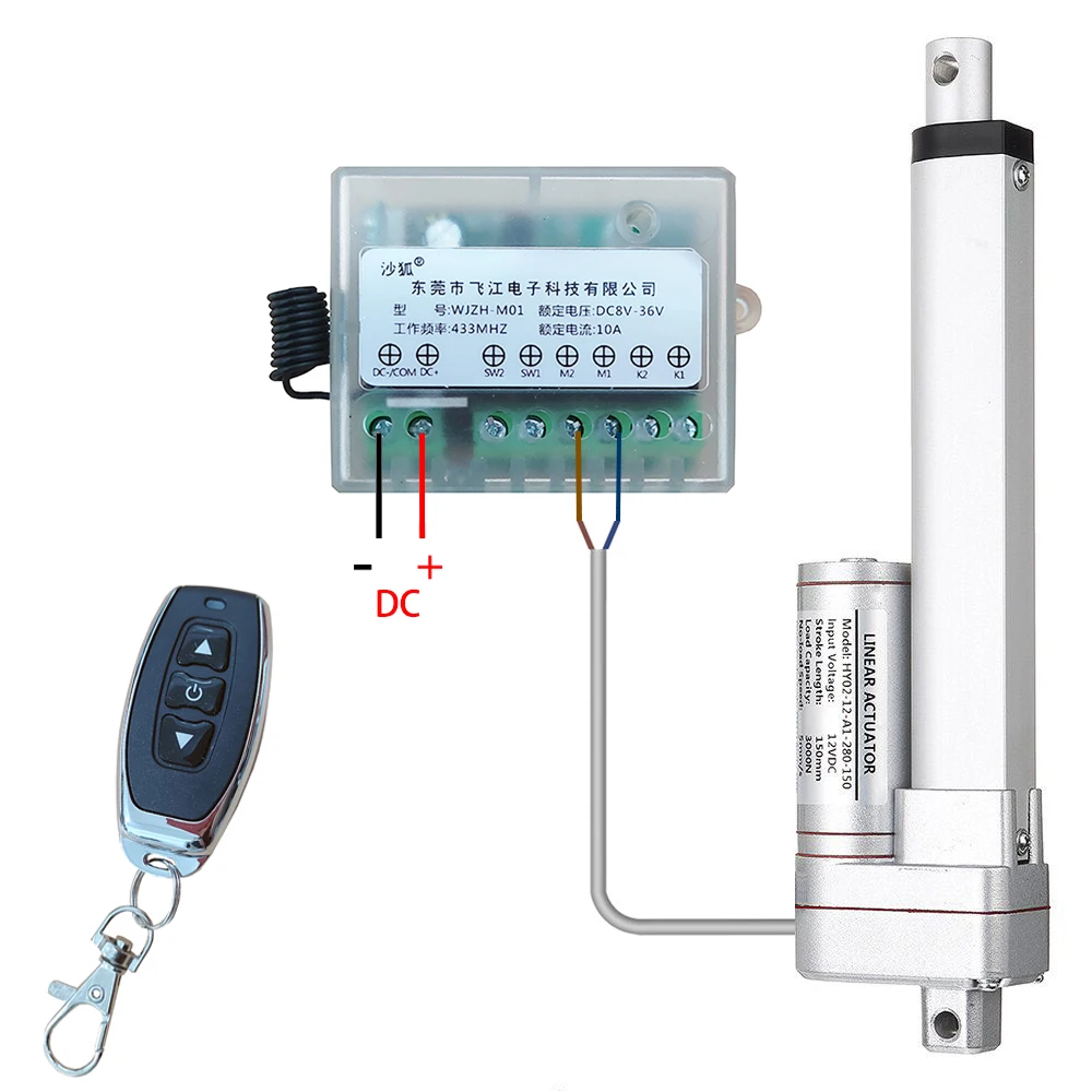 RF433 Remote Control Linear Actuator 12V/24V Metal Gear DC Electric