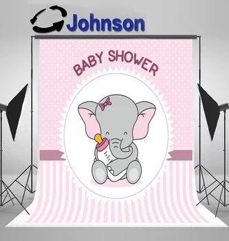 

Discount Elephant Baby Shower S Party Cartoon Bottle Stripes backdrop Computer print party photography backgrounds