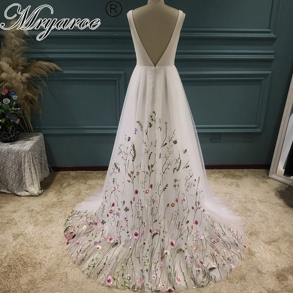 Mryarce Elegant Embroidery Lace Floral Sleeveless Spring