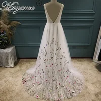 Mryarce Elegant Embroidery Lace Floral Sleeveless Spring Wedding Dress Bridal Gowns Vestido De Noivas 1