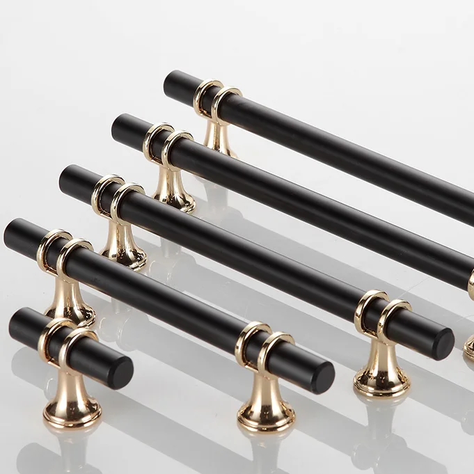 Simple Black Gold Light Luxury Furniture Handle Closet Cupboard