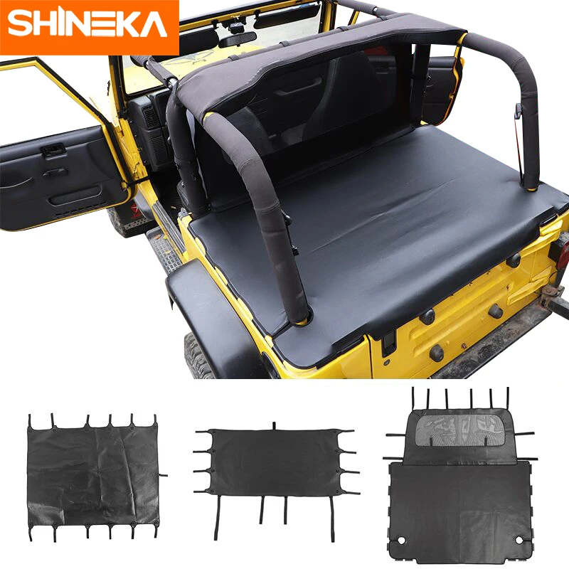 

Car Leather Soft Roof Top Anti UV Sun Shade For Jeep Wrangler TJ 1997-2006 Car Trunk Pet Leather Isolation Net Cover Accessories