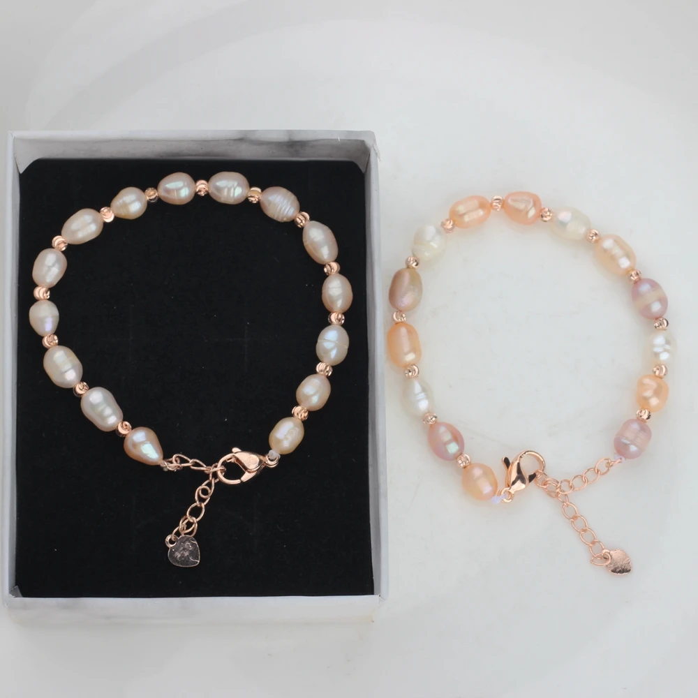 Natürliche süßwasser perle armband Echte Perle Armband Weibliche Einstellbare Reis Perlen Armband Für Mädchen Geburtstag Geschenk – Detail 3