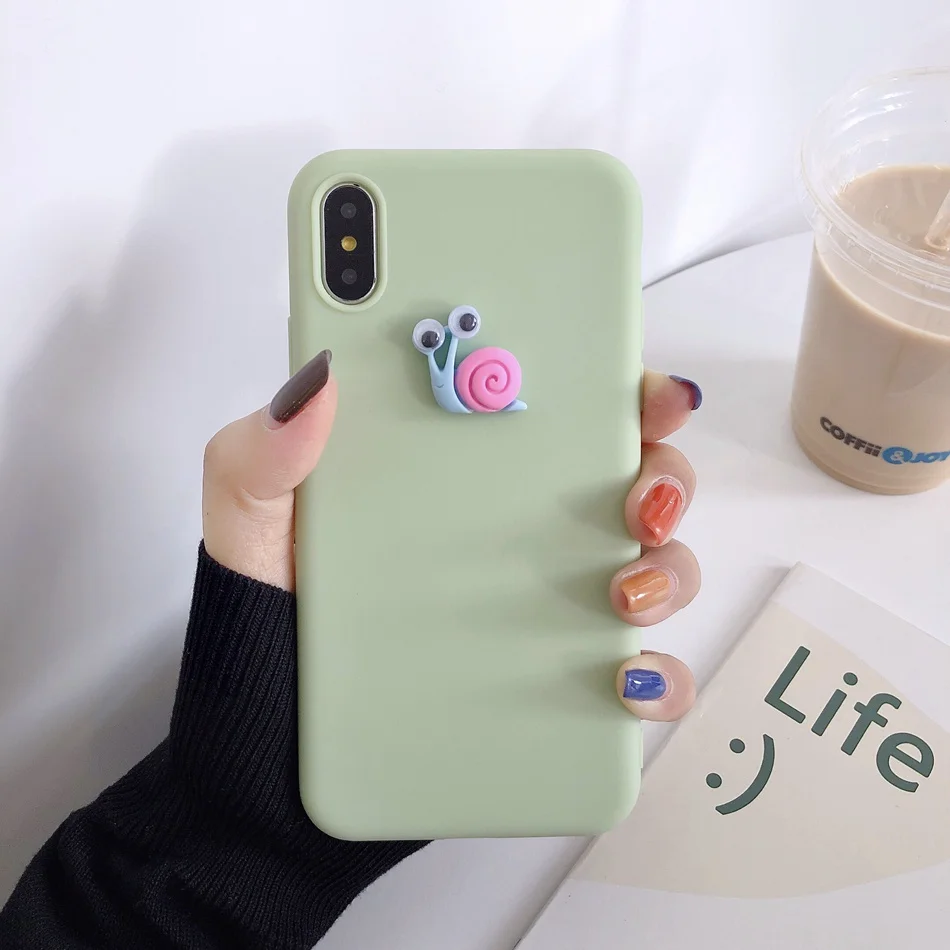 3D Cute Pig Dog Panda Bear DIY Case For Samsung A50 A70 A40 A20 A60 A80 Pizza Burger Cake Cover For Galaxy M10 M20 M30 Soft Case - Цвет: D6 Snails