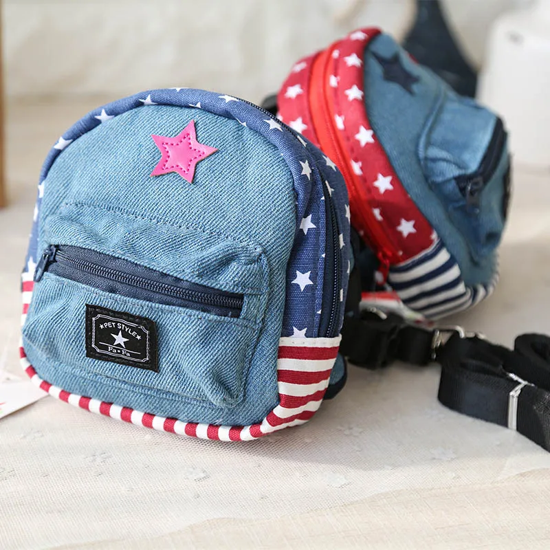 Denim Pet Dog Harness Backpack Outdoor Travel Puppy Carrier With Leashes Small Animals Multifunction Shoulder Bag For Chihuahua | Дом и сад