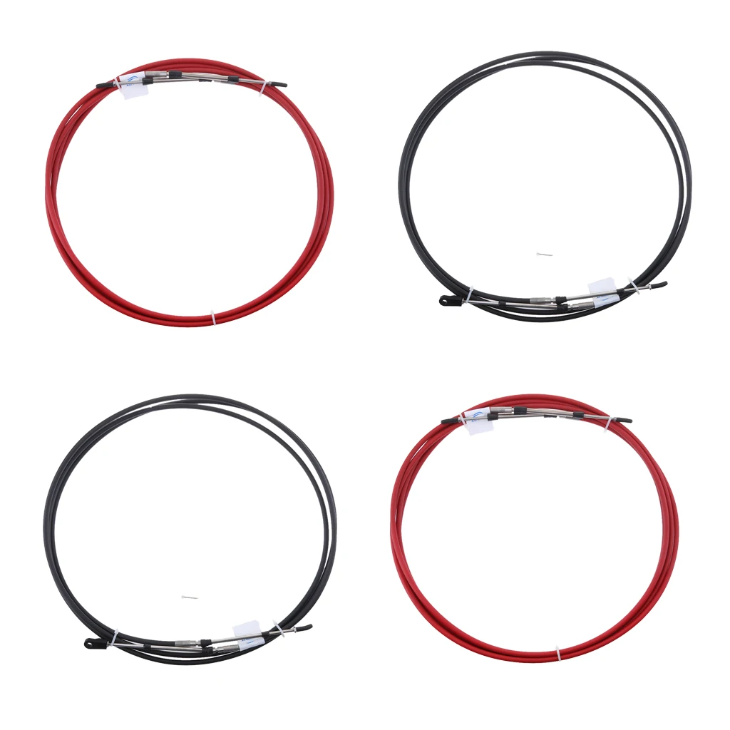 4PCS Boat Throttle Cable, Universal 10FT Marine Control Lever Shift Cable Great for Yamaha Outboard Red/Black