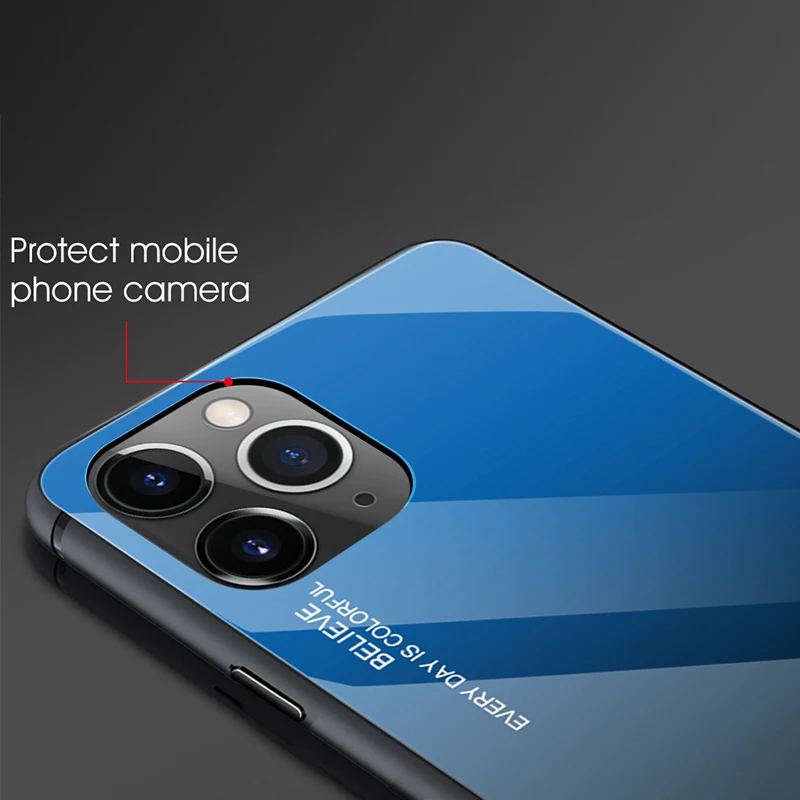 500 шт Радужный лазерный чехол с градиентными цветами для iPhone 11 Pro Max XS XR X 8 7 6 6S Plus закаленное стекло Мягкий ТПУ Край царапин чехол