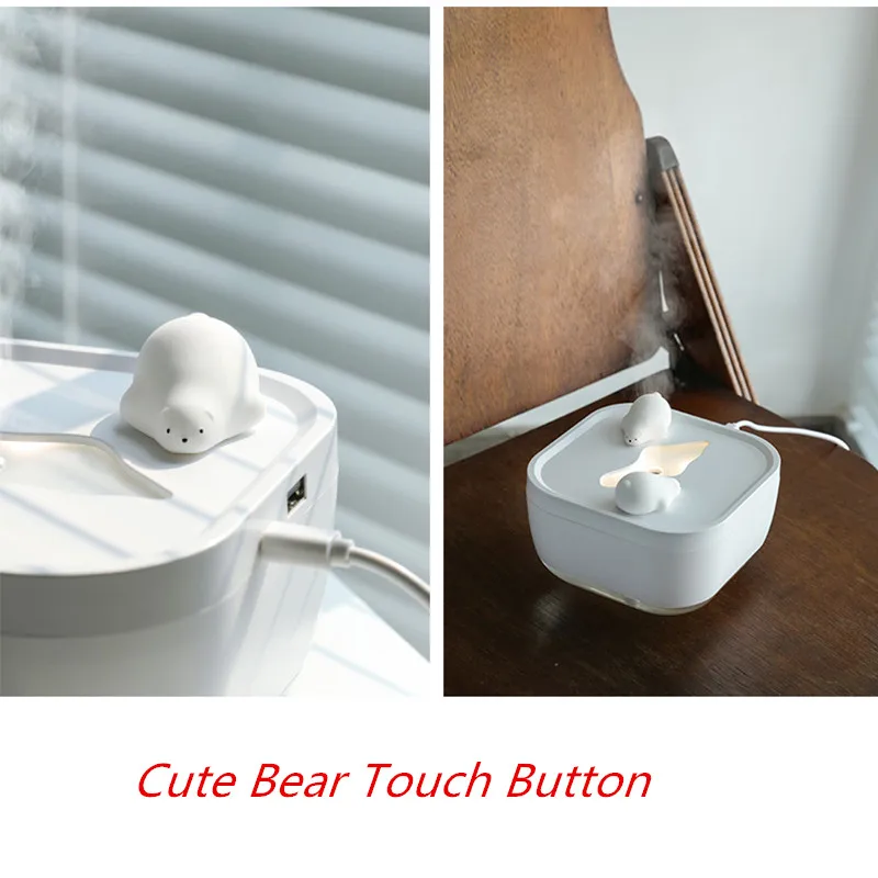Cena 700ML o dużej pojemności ultradźwiękowy nawilżacz usb śliczne niedźwiedź polarny dotykowy przycisk Mist Maker nawilżacz rozpylacz zapachów z ciepła, jasna
