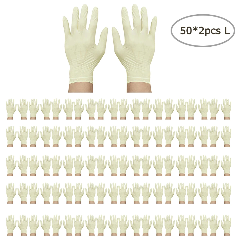 

Garden Tools 100 pcs Disposable Latex Gloves Work Gloves Laboratory Gloves Waterproof and Anti-pollution Protection Safety Glove