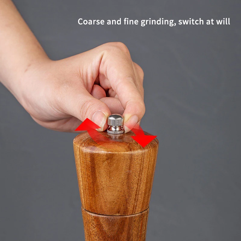 3 Size Large Big Leaf Acacia Wooden Pepper Mill Salt Grinder Professional Pepper Mill 6"/8"/10" Set 1