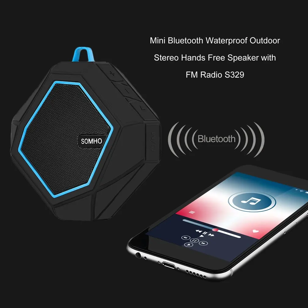 Mini Portable Wireless IPX5 Waterproof Loud Speakers Outdoor Stereo Hands Free Speaker with FM Radio S329