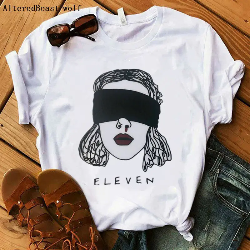 

Stranger things 3 t shirt women funny t shirt Eleven female clothing hip hop casual print streetwear cartoon funny vogue tops