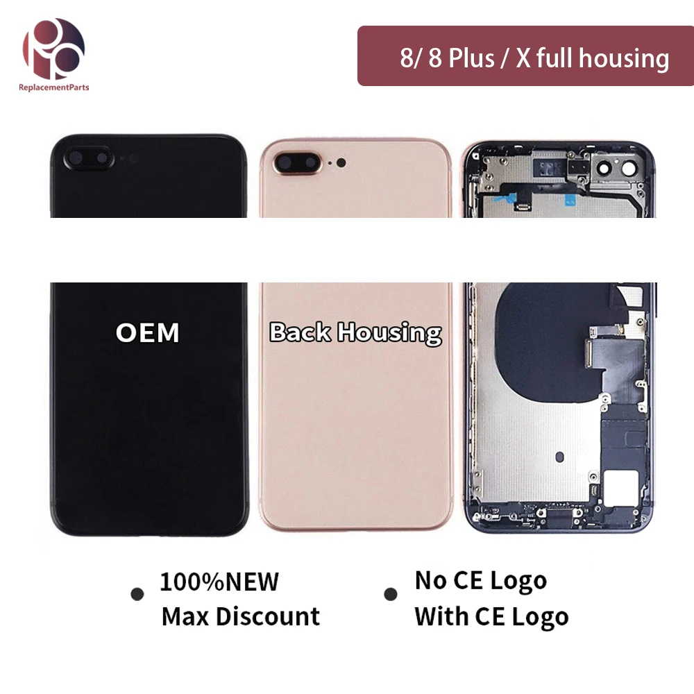 Задний Полный Корпус для IPhone 8 8G 8P Plus X батарея задняя дверца-крышка средняя рамка Шасси с гибким кабелем в сборе Замена