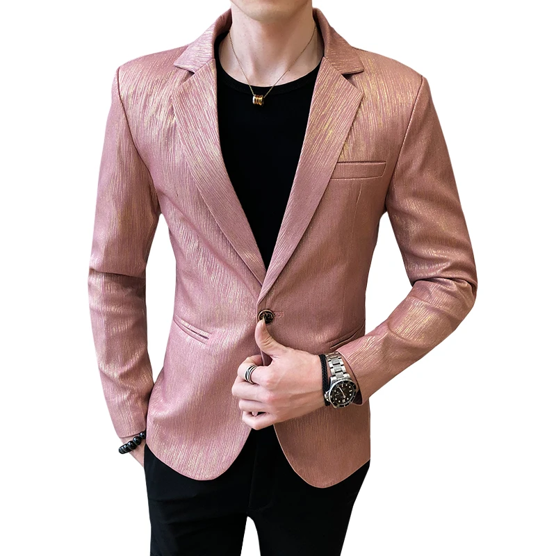 

Mens Gold Suit Blazer Fashion Slim Men Suit Jacket 2020 New Striped Jackets & Coats Spring and Autumn mens suits blazers