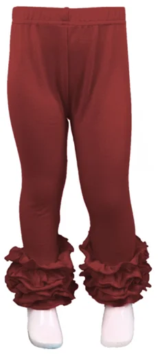 maroon Разноцветные штаны из хлопка, однотонные леггинсы, однотонные штаны для девочек, детские штаны с оборками - Цвет: maroon