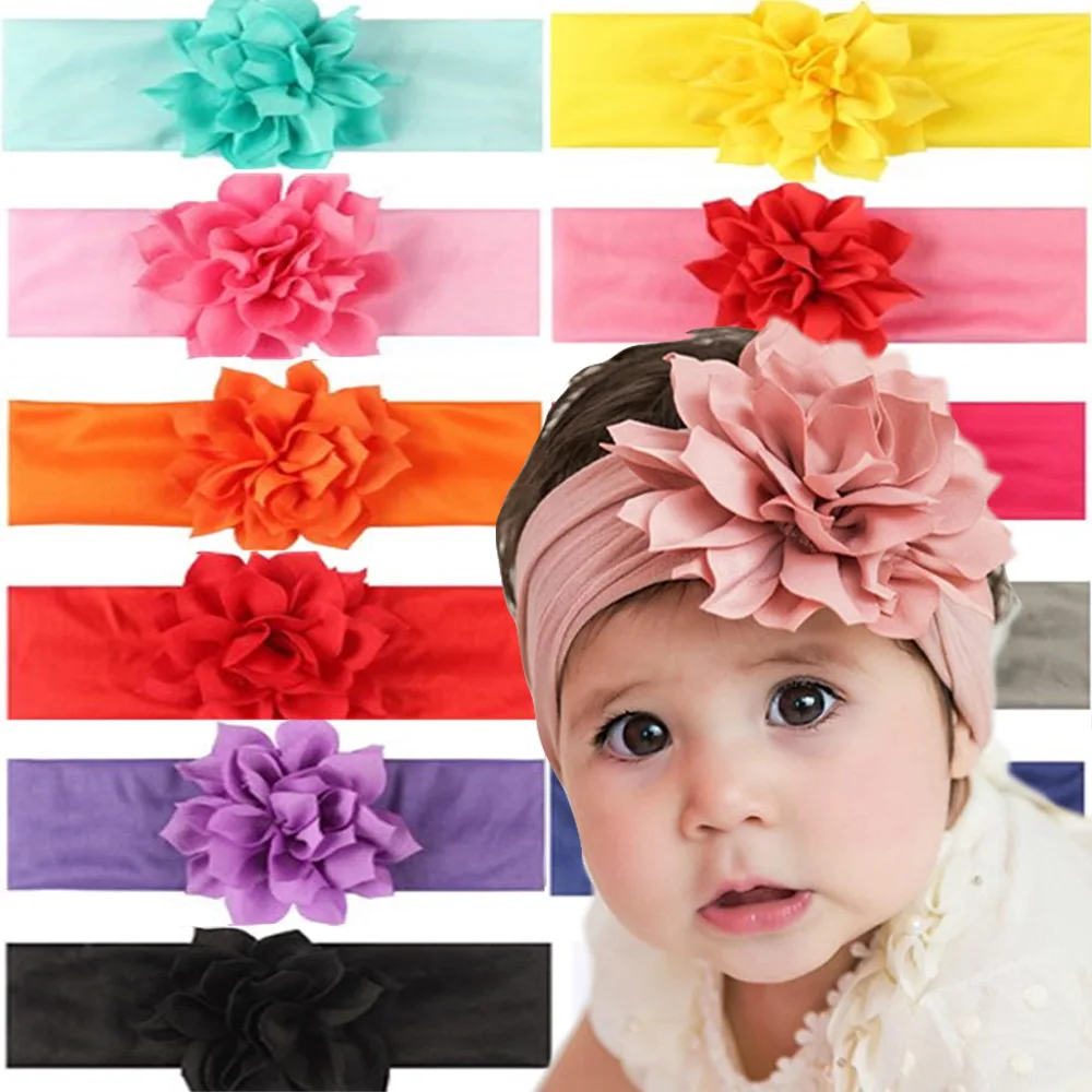 

2021 New Toddler Lotus Leaf Flower Stretch Cloth Headscarf Baby Headband Hot Style Baby Headwear