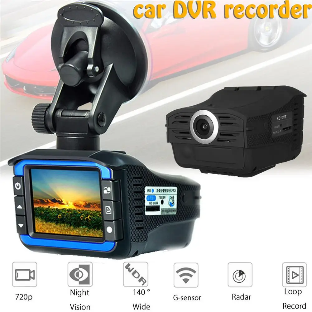 2 In 1 Car Detector Dash Cam DVR Camera Recorder 140 Degree Dashcam HD 720P Support English Russian Voice | Автомобили и